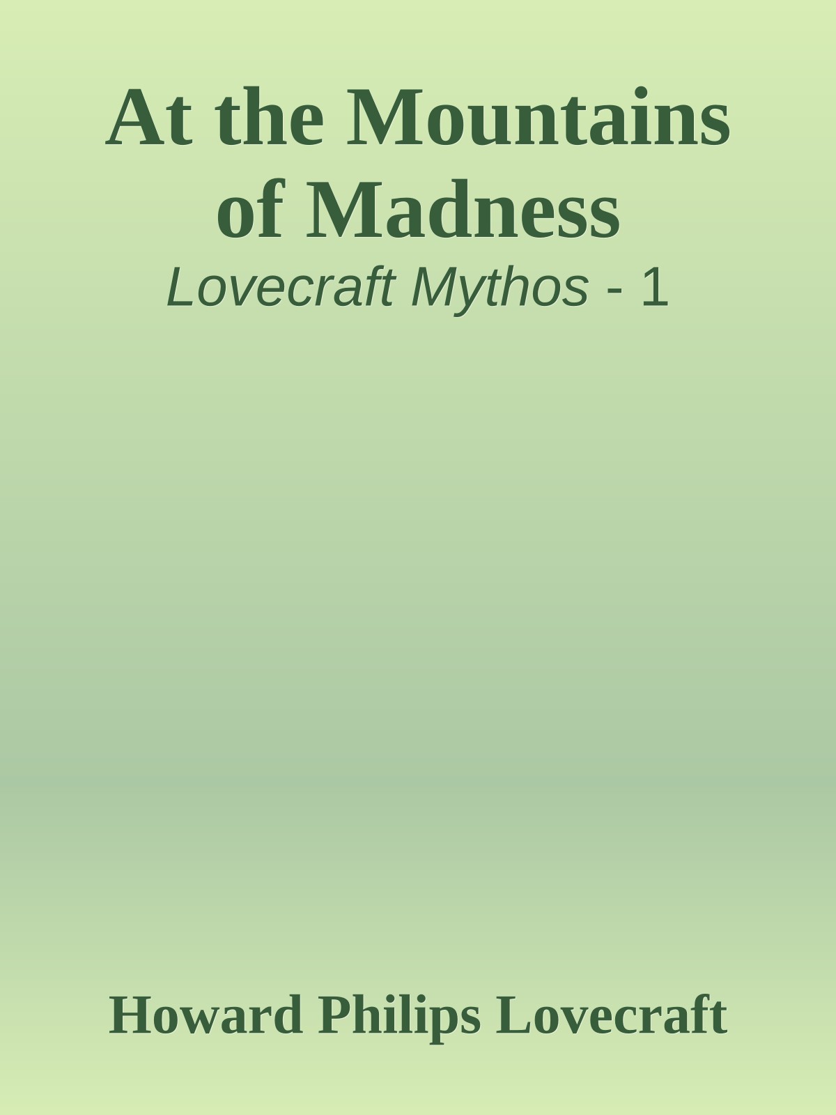 At the Mountains of Madness