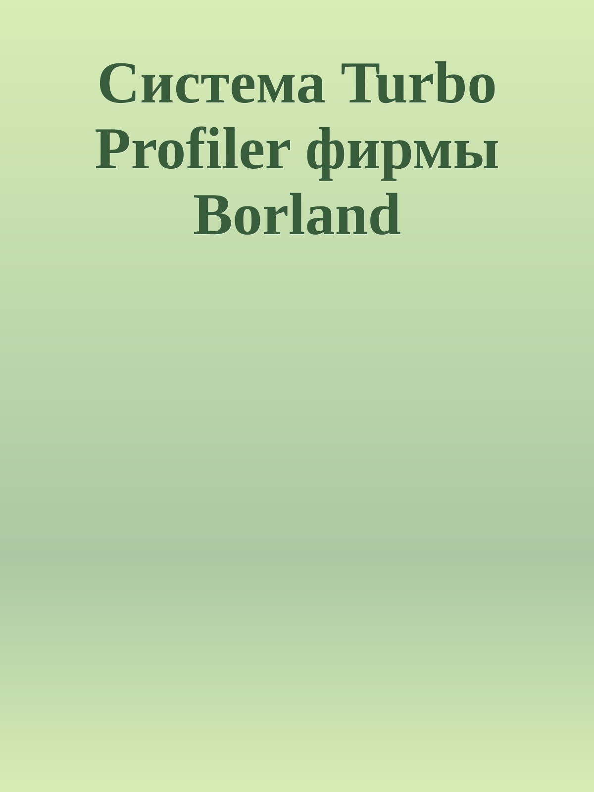Система Turbo Profiler фирмы Borland