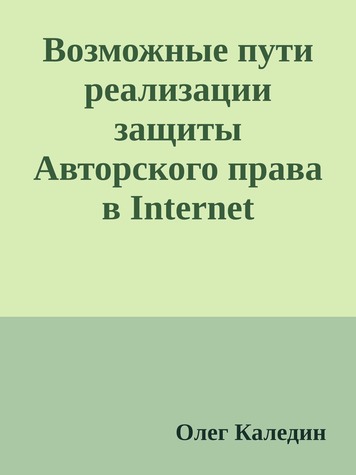 Возможные пути реализации защиты Авторского права в Internet