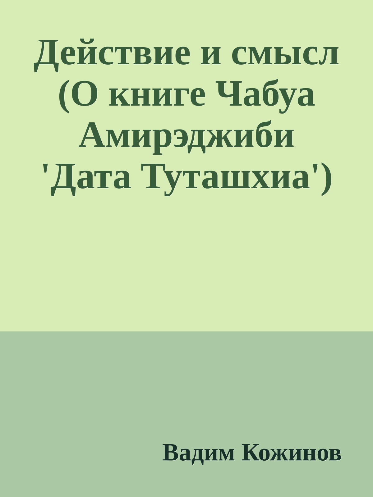 Действие и смысл (О книге Чабуа Амирэджиби 'Дата Туташхиа')