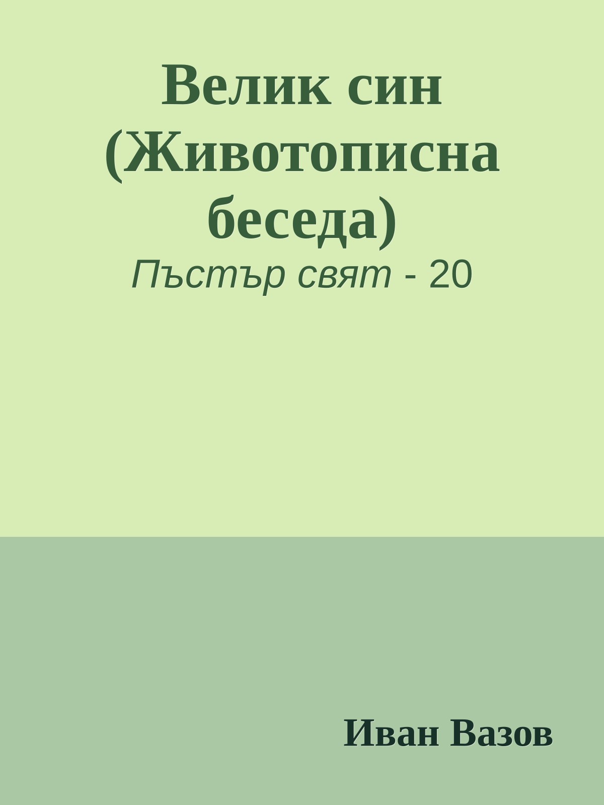 Велик син (Животописна беседа)