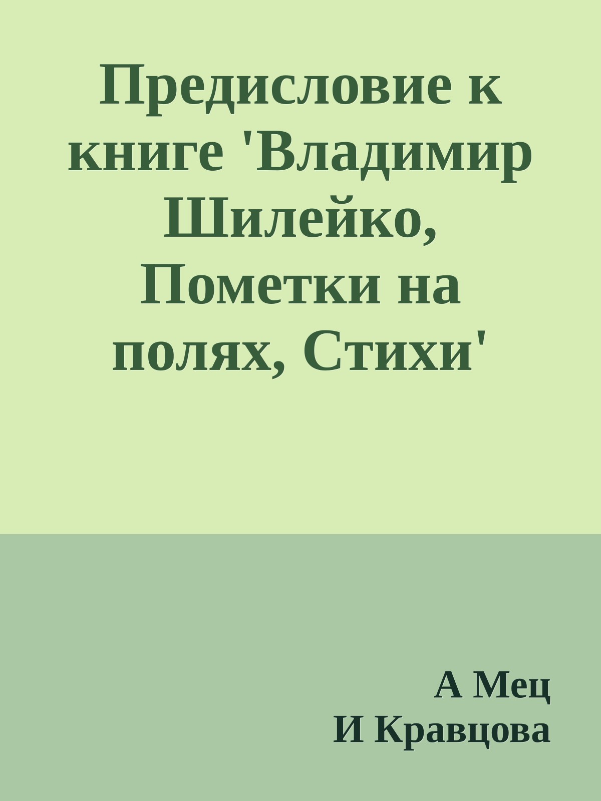 Предисловие к книге 'Владимир Шилейко, Пометки на полях, Стихи'