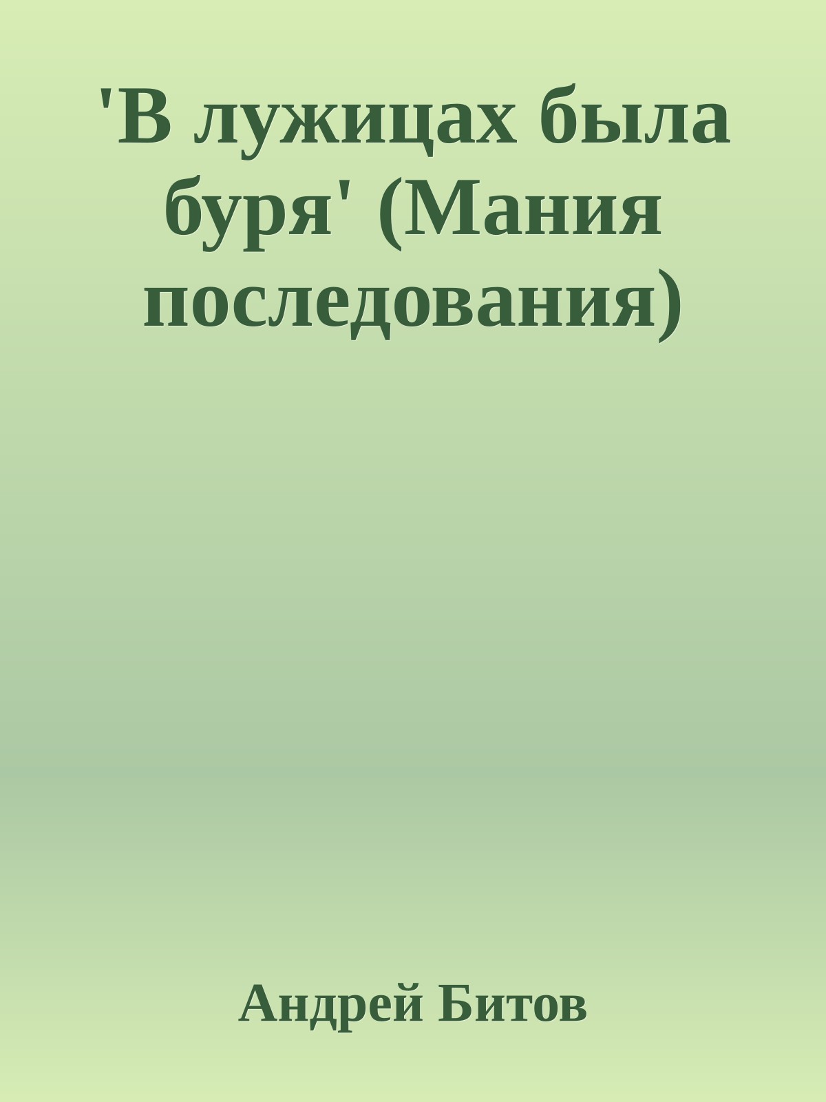 'В лужицах была буря' (Мания последования)