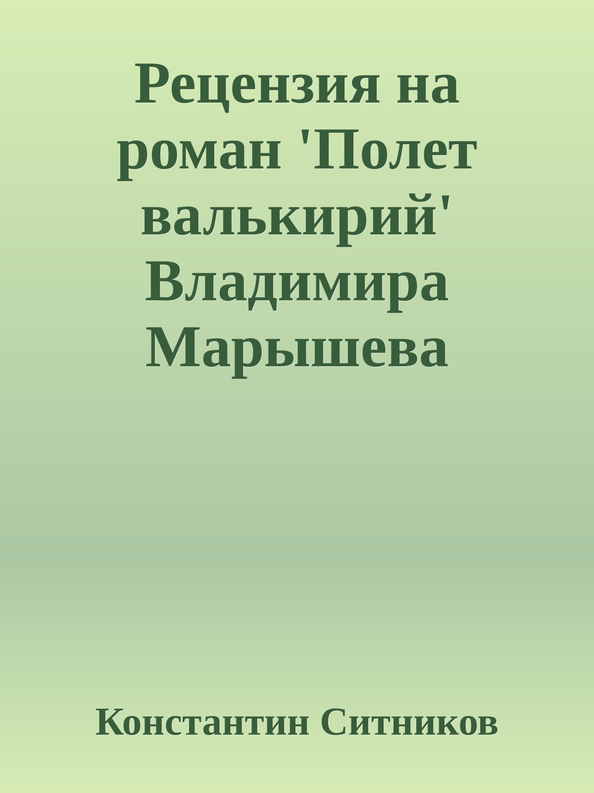 Рецензия на роман 'Полет валькирий' Владимира Марышева