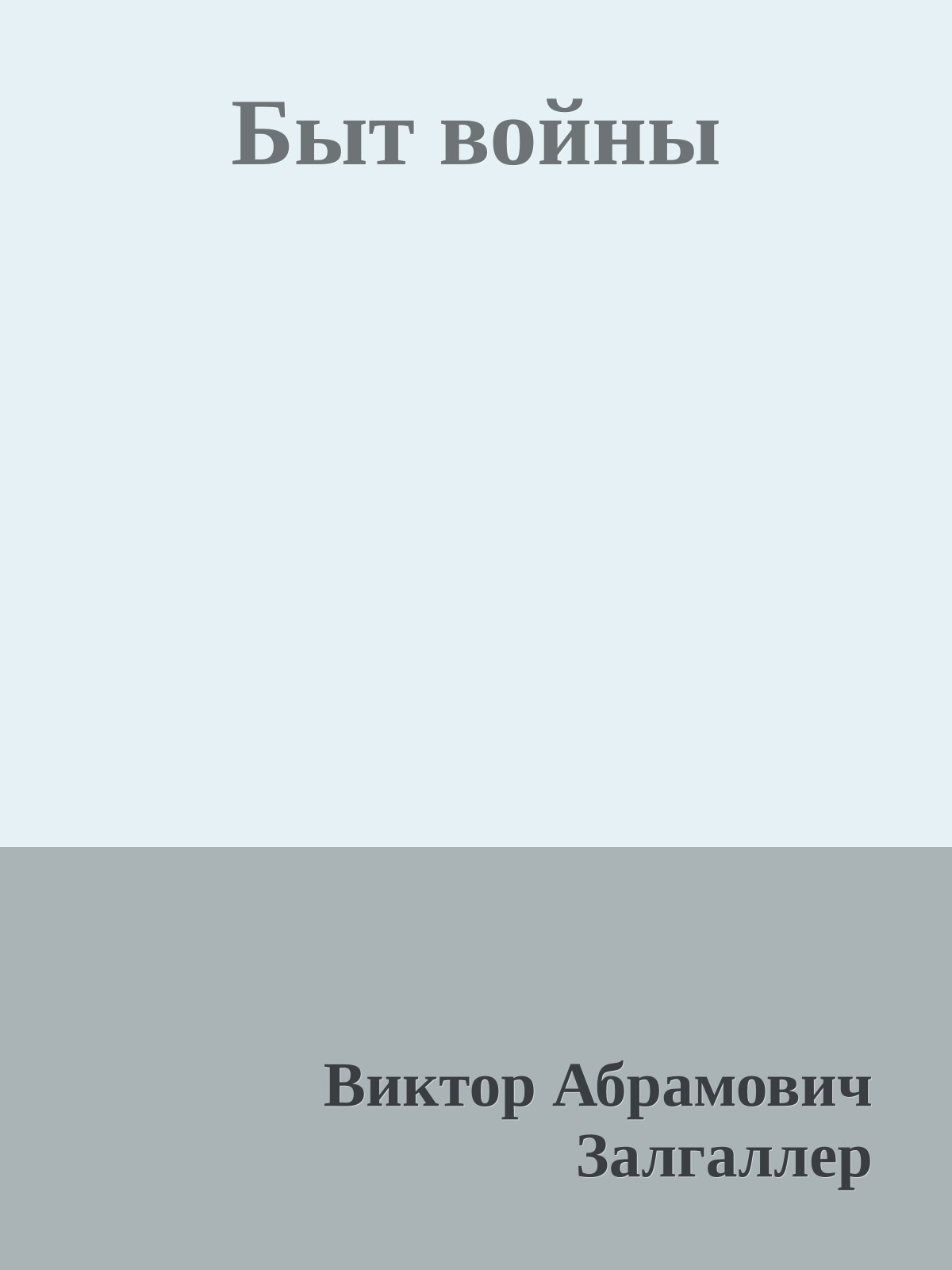 Быт войны