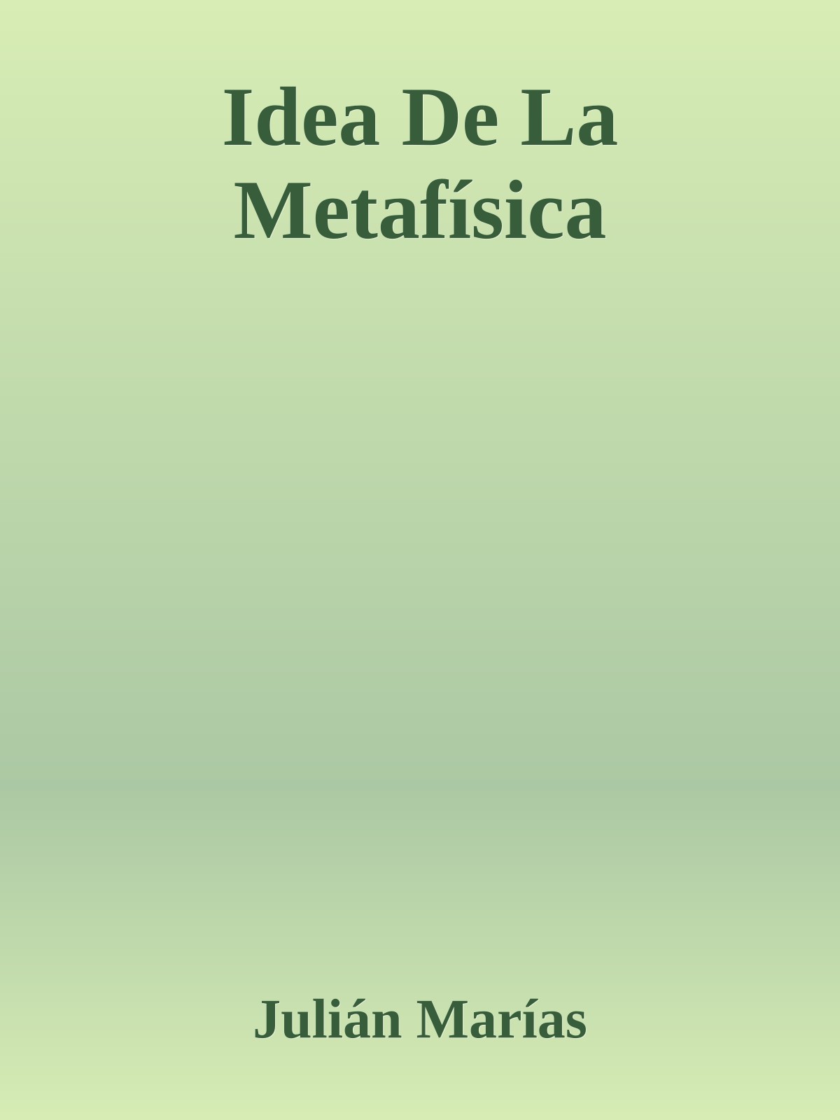Idea De La Metafísica